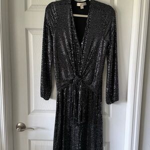 Michael Kors Black and Silver Sequin Jumpsuit